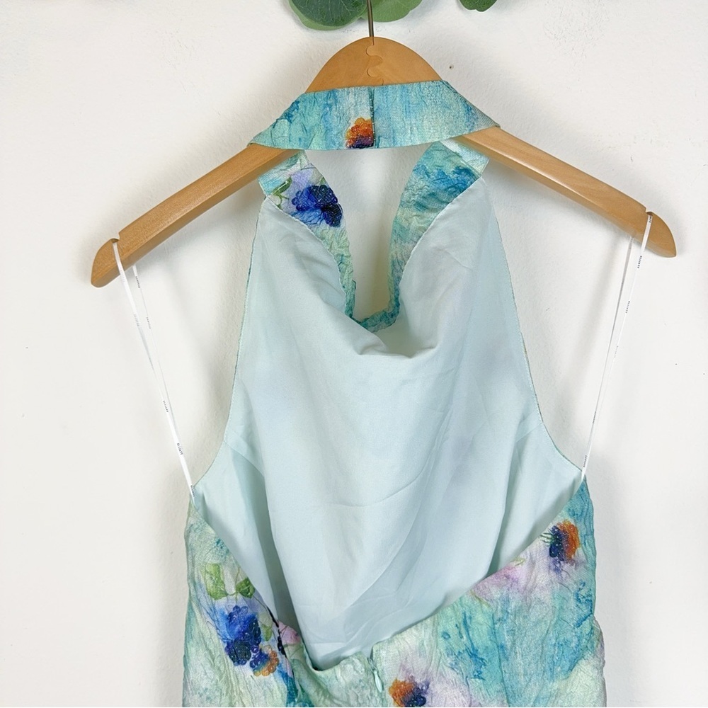Elliatt Vixen Halter Mini Dress	in Green Blue Multi Size Small - Picture 10 of 11